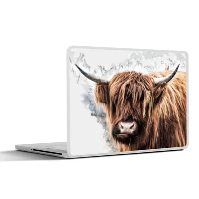 Produktbild von MuchoWow® Laptop Aufkleber Sticker Cover Schottischer Highlander - Tiere - Rauch 30x21 cm - Sticker für Laptop - Selbstklebend