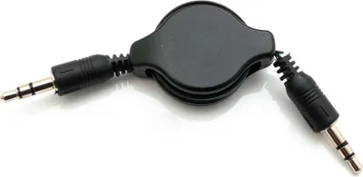 Produktbild von SYSTEM-S Audio Kabel 80 cm Stereo AUX Klinke 3,5 mm Stecker zu Stecker ausfahrbar Schwarz