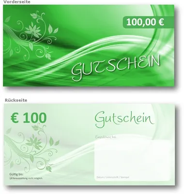Produktbild von 50 Stück - Geschenkgutscheine (Festwert-100 EURO) Ein super Produkt für Ihre Kunden. Gutscheine Gutscheinkarten