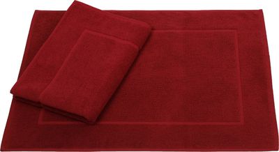 Betz 2er Set Badvorleger 50x70 cm PREMIUM Badematte Badteppich Duschvorleger 100% Baumwolle 650g/m²  Farbe: dunkelrot