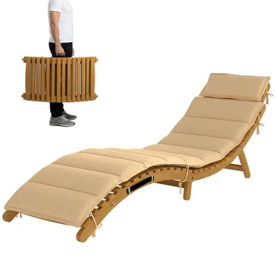 Produktbild von Outsunny Sonnenliege, klappbare Gartenliege aus Holz, Wetterfest Liegestuhl