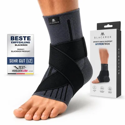 Produktbild von BLACKROX Sprunggelenkbandage, Vergleichssieger, Knöchelbandage, Sprunggelenk Bandage, Sport, Handball, Fußball, Volleyball, Fußbandage, Schwarz, Gr. L