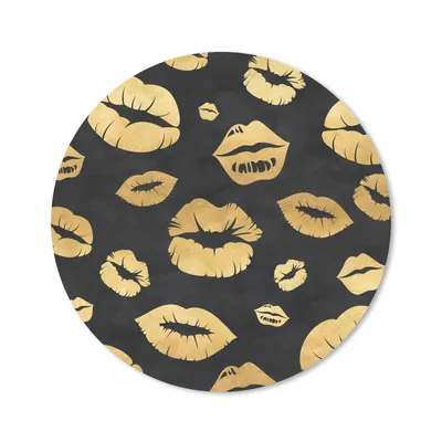 Produktbild von MuchoWow® Mauspad Mousepad Muster - Kuss - Gold - Schwarz 40x40 cm - Mousepads - Maus Mat - Pad - Mausunterlage - Schreibtisch Accessoires