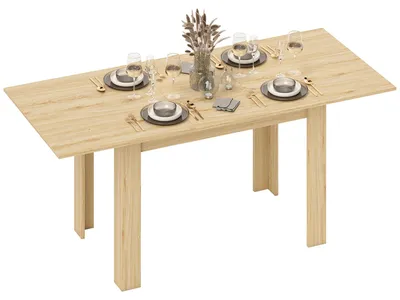 Produktbild von Ausziehbarer Esstisch, rechteckiger Kš¹chentisch, fš¹r 6-8 Personen, 140-180 x 80 cm, Naturholzoptik