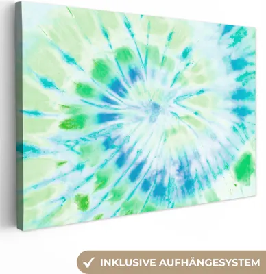 Produktbild von OneMillionCanvasses® - Leinwandbilder - 140x90 cm, Krawattenfärbung - Grün - Blau, Wandbilder Kunstdruck Wanddekoration