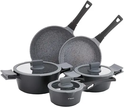 4-teiliges Kochgeschirr-Set, Aluguss, schwarz, Induktion, ofenfest