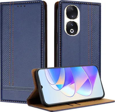Produktbild von Handyhülle für Honor 90 Leder Flip Klappbare Schutzhülle mit Standfunktion Blau