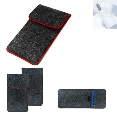 Produktbild von K-S-Trade Handy Schutz Hülle kompatibel mit Huawei Enjoy 60 Schutzhülle Handyhülle Filztasche Pouch Tasche Case Sleeve Filzhülle dunkelgrau roter