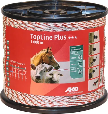 Immagine prodotto di AKO Weidezaunlitze TopLine Plus weiß/rot, 1.000 m Länge, TriCOND Leitermaterial