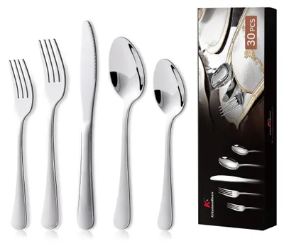 30-teiliges Besteckset für 6 Personen, Edelstahl, silber