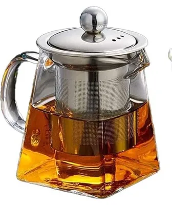 Gläserne Teekanne 550 ml mit Teesieb, hitzebeständig, mikrowellengeeignet