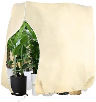 Image de Housse de protection hivernale respirante pour plantes Unyqoos®, avec fermeture éclair et cordon de serrage – tissu non tissé renforcé de 80 g, protection contre le gel et le vent