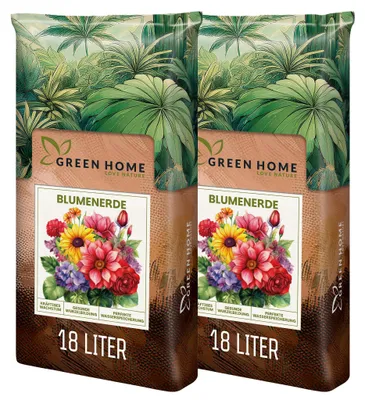 Produktbild von Green Home Blumenerde 36 L – Pflanzerde für Zimmerpflanzen, Balkon & Garten, Langzeitdünger, Perlite, Kokosfasern, pH 5,8, gute Drainage