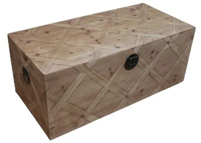 Obrázok produktu pre Casa Padrino truhlica vo vidieckom štýle prírodné farby 100 x 48 x v. 40 cm - Ručne vyrobená drevená truhlica v parketovom vzhľade