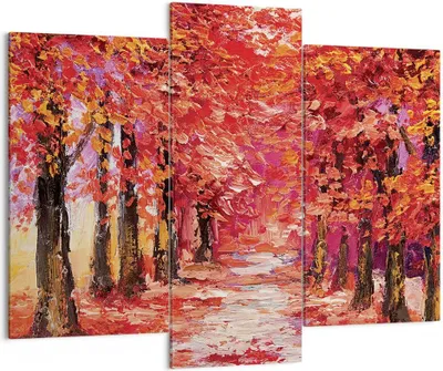 Produktbild von Bild auf Leinwand - Leinwandbild - 3 Teile - Herbst Park Allee - 130x100cm - Wand Bild - Wanddeko - Wandbilder - Leinwanddruck - Bilder - Wanddekoration - Leinwand bilder - Wandbild - CB130x100-4292