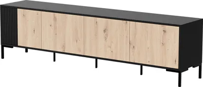 Produktbild von Furniture24 Fernsehschrank Merci 200 Tv-Lowboard 200 X 54 X 40 Cm 4 Türiger Artisan Eiche/Schwarz