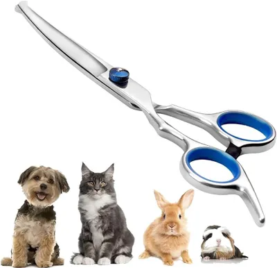 Produktbild von Hunde Scheren, Hunde Haarschere, Hund Fellschere, Edelstahl-Fellschere, Hund und Katze Sicherheit Runde Spitze Grooming Schere
