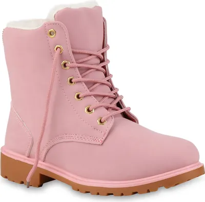 Produktbild von Mytrendshoe Warm Gefütterte Worker Boots Damen Outdoor Stiefeletten Robust 814346, Farbe: Rosa, Größe: 39