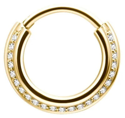 Produktbild von Wildcat Piercingringe - Jewelled Concave Septum Clicker aus Chirurgenstahl 316L, Körperstelle: Ohr, Nase, Lippe, Bauchnabel, Stärke: 1,2mm| Durchmesser: 8,0mm, Gold-Kristallklar