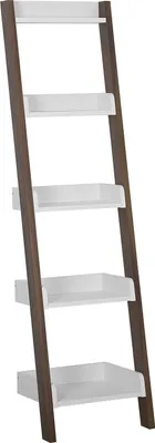 Produktbild von BELIANI Bücherregal Dunkler Holzfarbton Weiß MDF Platte 166 x 45 x 36 cm Modern Dekorativ Trendy Fächer Großzügiger Stauraum Wohnzimmer