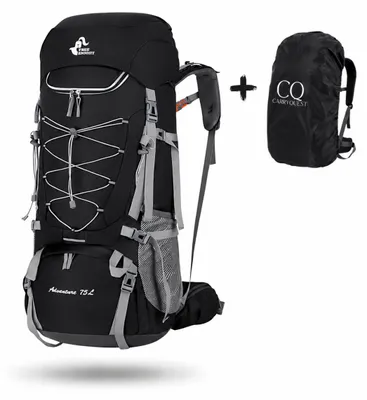 Productafbeelding van CarryQuest® - Campingrugzak 75L, nylon, waterafstotend, zwart