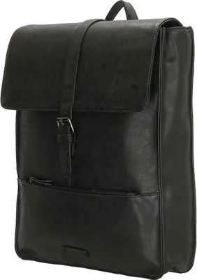 Produktbild von Damen Herren Überschlag Rucksack Plane Tasche Fahrradrucksack Kurier leder Optik Rollup Bag Schwarz