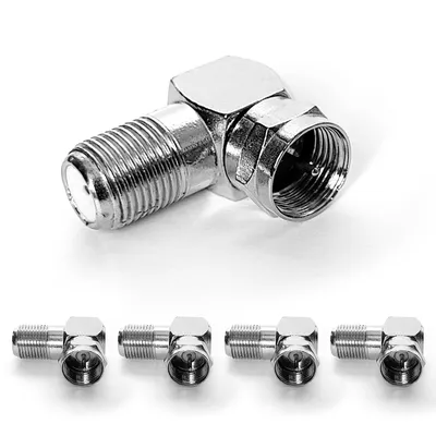 Produktbild von 4x TV Adapter F-Stecker zu F-Buchse 90° gewinkelt Metall F-Adapter Sat Kupplung