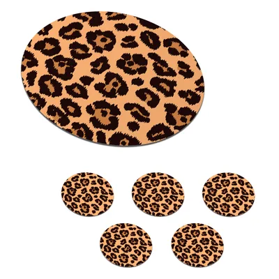Obrázok produktu pre KitchenYeah® Podložky pod sklo okrúhle sada 6 podložiek pod poháre s potlačou pantera 10x10 cm - podložky pod nápoje - ochrana stolovej dosky - podložky pod poháre na stôl