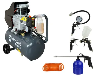 Obrázok produktu pre Kompresor 24L 2000W 230V + 5 dielna pneumatická sada Pro-Tech TOOLS 80024