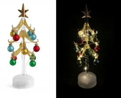 Immagine prodotto di H&H Albero In Vetro Con Decorazioni Colorate E Led H25Cm
