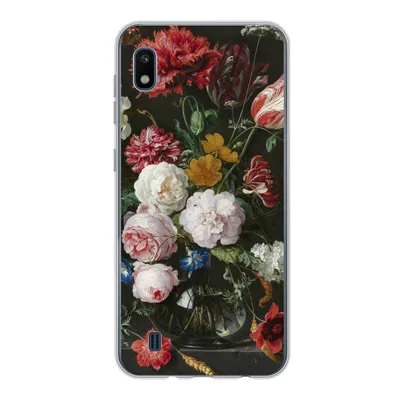 Produktbild von MuchoWow® Handyhülle Schutzhülle Hülle für Samsung Galaxy A10 Stilleben mit Blumen in einer Glasvase - Gemälde von Jan Davidsz. de Heem Silikon Softcase Handy Hülle - Schutzhülle