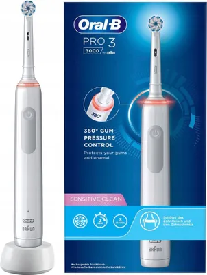 Produktbild von Oral-B 80332158, Erwachsener, Tägliche Pflege, Sensibel, Whitening, Grau, Weiß, 2 min, Deutschland, Akku