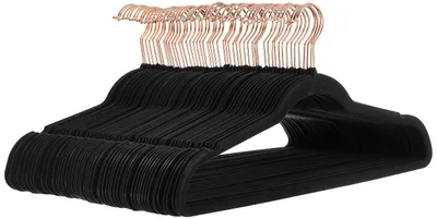Produktbild von A. Basics Kleiderbügel für Anzüge, beflockt, Schwarz/goldfarben, 50er-Pack