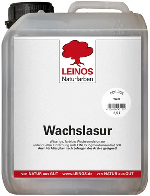 Produktbild von LEINOS Wachslasur Weiß 2,5 l für Holz innen, schnell trocknend, polierbar