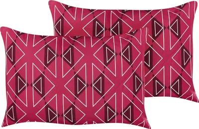 Obrázek produktu pro BELIANI Sada 2 zahradních polštářů růžový polyester geometrický vzor 40 x 60 cm obdélníkový moderní styl venkovní terasy voděodolný