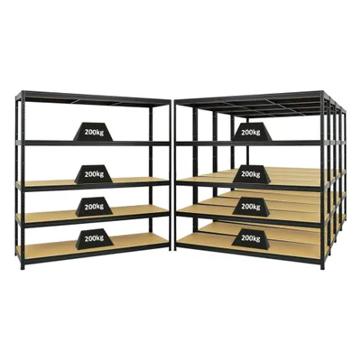 Produktbild von Mega Deal | 5x Schwerlastregal Giant Elephant | HxBxT 180x180x45cm | Fachlast 200kg | Schwarz
