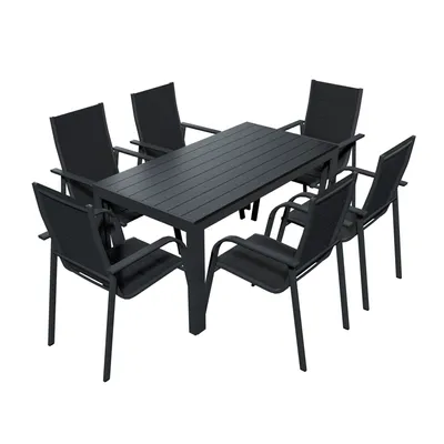 Produktbild von 7tlg. Alu Gartensitzgruppe Gartenmöbel Set Gartenset Sitzgruppe Essgruppe Tisch