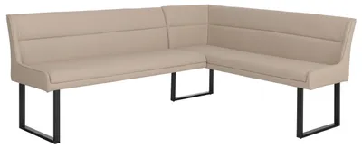 Obrázek produktu pro Rohová lavice HWC-O81, jídelní lavice, potah umělá kůže, kov, rozměry 209x158 cm, barva: béžová
