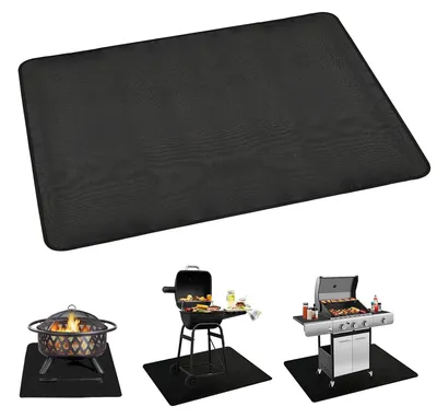 Obrázek produktu pro Žáruvzdorná podložka pod ohniště – obdélníková – 80 x 75 cm – černá