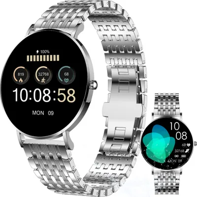 Produktbild von XCOAST SIONA 2 Elegance Silber Damen Smartwatch - AMOLED, Wasserdicht, Puls, Blutdruck, Blutsauerstoff,  7 Tage Akku, iOS & Android