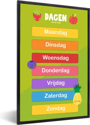 Produktbild von MuchoWow® MuchoWow® Gerahmtes Poster Kinderzimmer - Woche - Pädagogisch - Mädchen - Jungen - Kinder - Kinder 60x90 cm - Poster mit zchwarzem Bilderrahmen - Kunst
