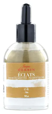 Produktbild von Clairefontaine eclats pigmentierte Tinte gold blickdicht deckend mit Pipette 50ml