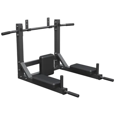 Produktbild von GORILLA SPORTS® Klimmzugstange - 4in1, Wandmontage, Boxsack-Halterung, Dip Station, Gepolsterte Griffe, bis 300 kg, Schwarz - Pull Up Bar, Reckstange