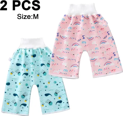Produktbild von 2 Stück Baby Windelrock Windelhosen Wasserdicht und auslaufsicher für Kinder für das Töpfchentraining(M, Stil 1)