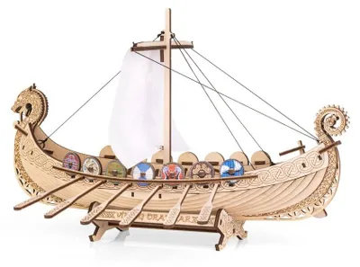 Eco Wood Art (EWA), 3D Holz Puzzle, Drakkar, 4639, 26x34x21,7cm