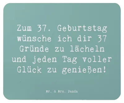 Produktbild von Mr. & Mrs. Panda Mauspad Spruch 37. Geburtstag Glücksmomente - Meeresbrise - Geschenk, Jubiläum, Happy Birthday, Mousepad, Alter, Mouse Pad, Lebensfreude, pc, Lächeln
