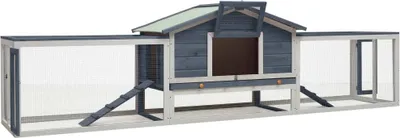 Produktbild von vidaXL Kaninchenstall Grau 310x70x87 cm Kiefer & Tanne Massivholz