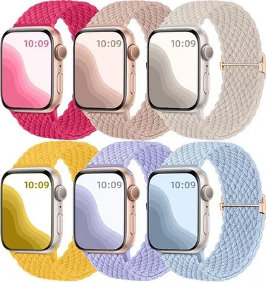Produktbild von Geflochtenes Nylon-Sportarmband für Apple Watch - 38 mm, 40 mm, 41 mm, 42 mm, 44 mm, 45 mm, 46 mm, 49 mm - Elastisch und dehnbar - Für Damen und Herren