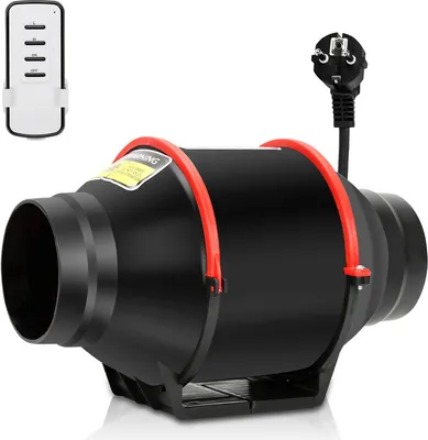 Obrázek produktu pro Jopassy trubkový ventilátor 150mm koupelnový ventilátor s dálkovým ovládáním ventilátor Tichý nástěnný ventilátor Odtahový ventilátor Kanálový ventilátor