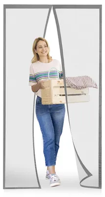 Produktbild von Fliegengitter Tür 135x155 cm, grau, mit magnetischem Insektenschutz